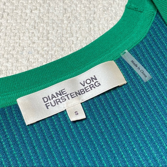 Diane Von Furstenberg Adi Green Ribbed Dress Small - Picture 6 of 10